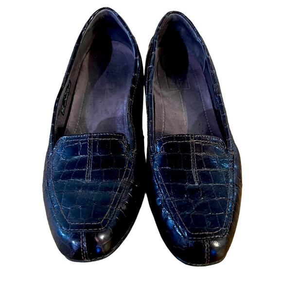 Clarks Everyday Timeless Women's Size 8.5M Shoes Black Croc Print Patent Leather - Picture 3 of 6